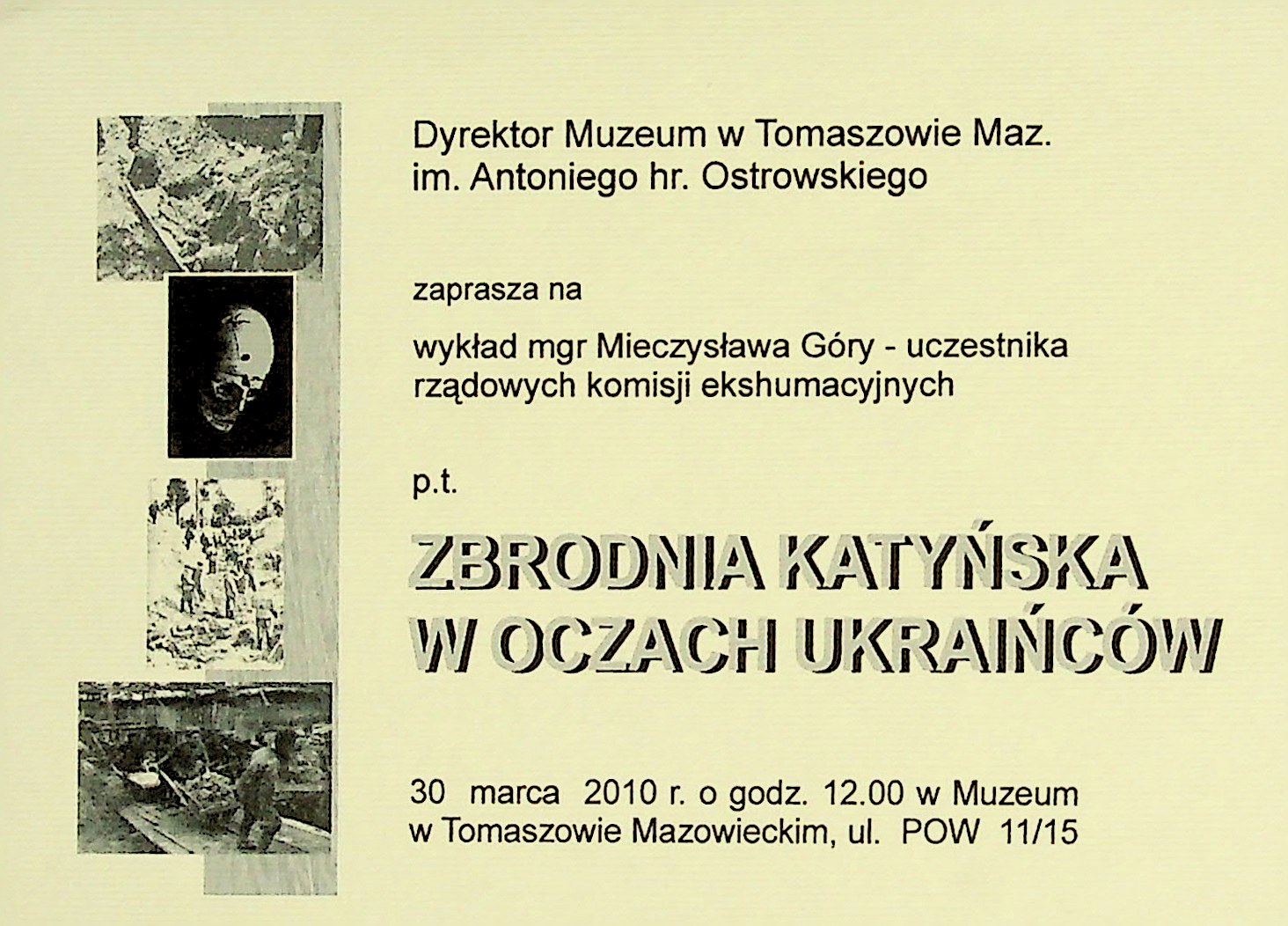 Zaproszenie na odczyt katyński